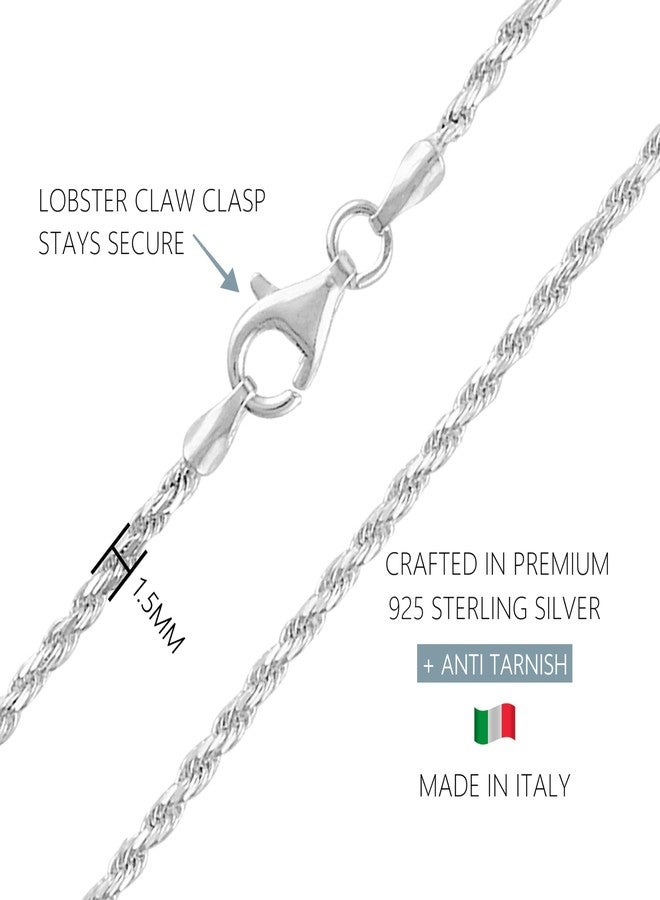 KISPER Solid 925 Sterling Diamond Cut 1.6mm Rope Chain Necklace for Women - Italian Made Durable Hypoallergenic Jewelry 16 18 20 22 24 30 Inch - Image 3