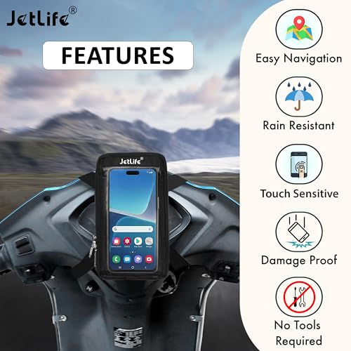 JETLIFE Mobile Holder/Pouch/Mount for All Types of Scooter Scooty Activa Jupiter EV etc | Standard X1 Model (Black) - Image 4