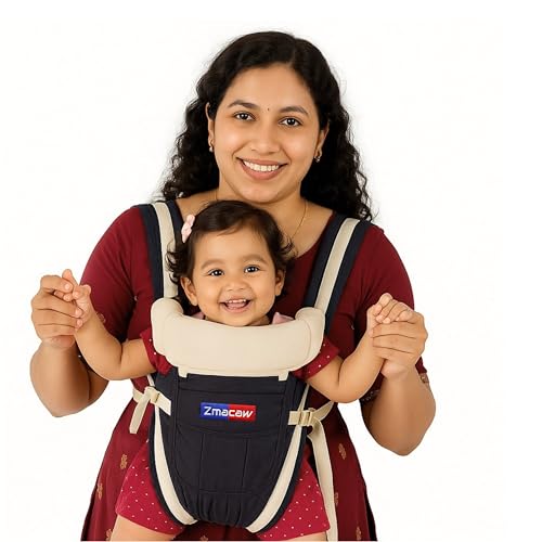 Zmacaw 4-in-1 Baby Carrier Cum Kangaroo Bag | Travel Friendly Baby Holder for Front, Back | Adjustable, Comfy & Safe with Buckle Straps, 6 to 18 Months Baby,Max Weight Up to 11Kgs (Black) - Image 1