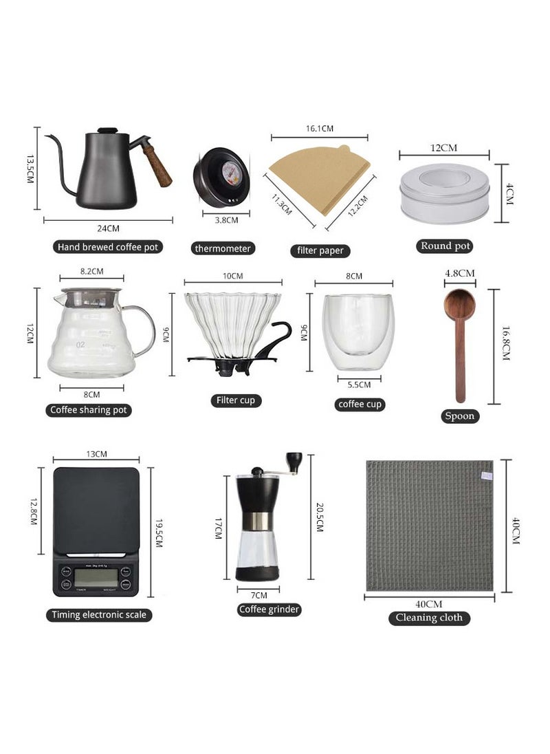 EqiEch V60 Coffee Maker Set, 10-Piece Hand Brewing Coffee Set, Pour Over Coffee Machine Accessories Kit All In 1 Portable Travel Bag 57*16*27cm  - Image 2