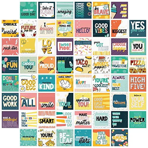 Canopy Street Funny Teen Lunch Box Notes / 3.5" x 3.5" Double Sided Motivational And Silly Mini Cards / 60 Tween Backpack Notecards/Made In The USA - Image 1