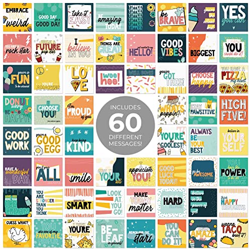 Canopy Street Funny Teen Lunch Box Notes / 3.5" x 3.5" Double Sided Motivational And Silly Mini Cards / 60 Tween Backpack Notecards/Made In The USA - Image 2