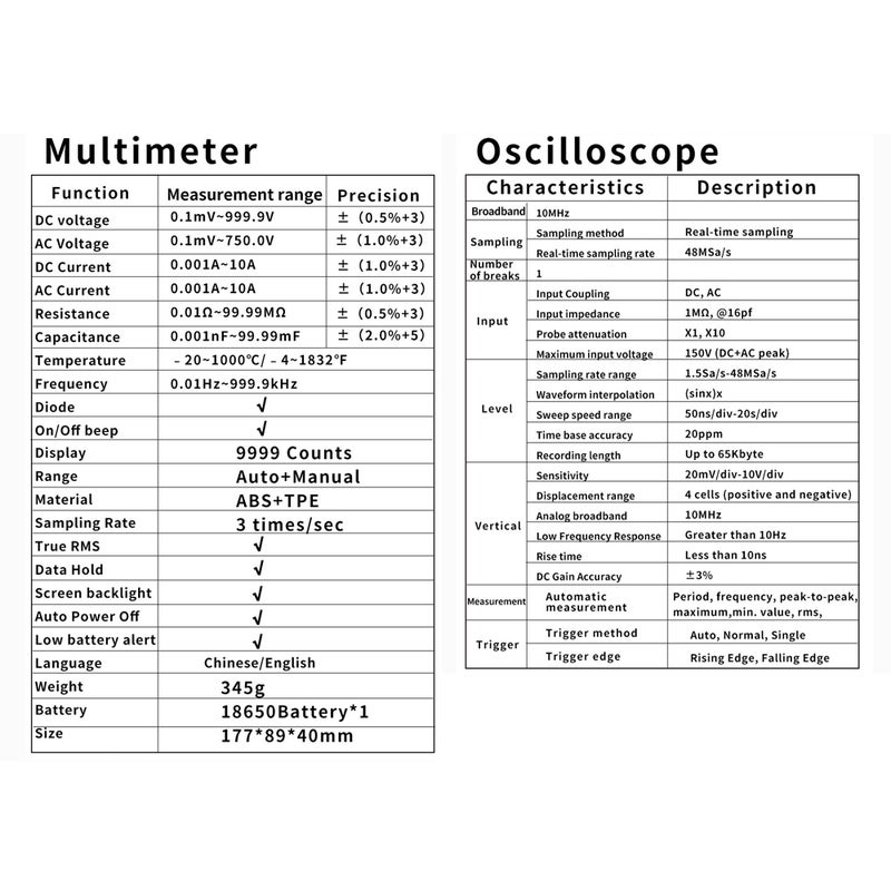 2in1 Oscilloscope Multimeter: 2.8Inch IPS Color Display, Premium ABS & TPE Fallproof Structure - Dual Mode Switching for Electrical Testing, Circuit Debugging & Professional Technicians - Image 2