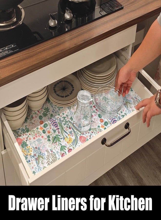 Amiitay Floral Shelf Drawer Liners, Non Adhesive and Strong Non-Slip Colorful Cabinet Drawer Shelf Liners for Kitchen Wire Fridge, Waterproof Cabinet Liner,Easy to Clean,12IN x 10FT - Image 4