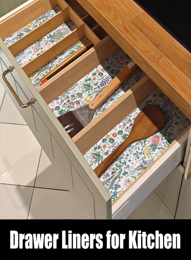 Amiitay Floral Shelf Drawer Liners, Non Adhesive and Strong Non-Slip Colorful Cabinet Drawer Shelf Liners for Kitchen Wire Fridge, Waterproof Cabinet Liner,Easy to Clean,12IN x 10FT - Image 3