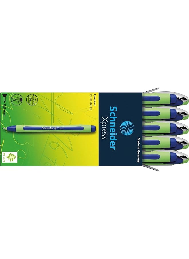 Schneider - Xpress Fineliner 0.8Mm Porous Point Pen Blue Box Of 10 Pens 190003 - Image 1