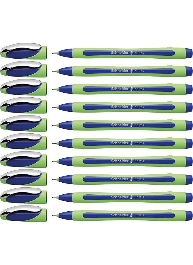 Schneider - Xpress Fineliner 0.8Mm Porous Point Pen Blue Box Of 10 Pens 190003 - Image 1