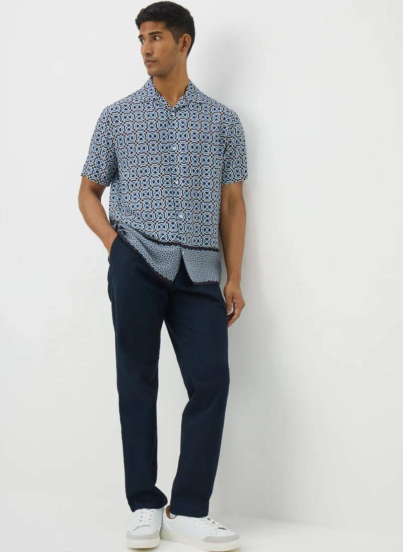 Matalan Blue Tile Print Short Sleeve Shirt
