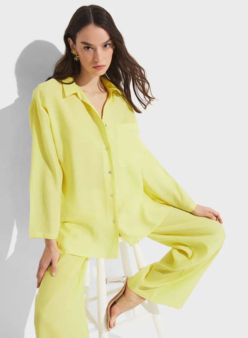 JUNE Cut Out Back Shirt