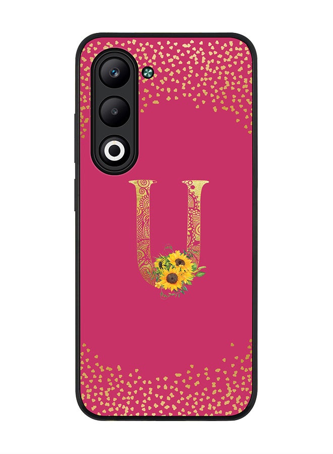 Stylizedd For Oppo A5 5G / A5 4G Case,Slim fit Camera Protection, Shockproof Thin Phone cover  - Custom Floral Monogram - U ( Deep Pink )