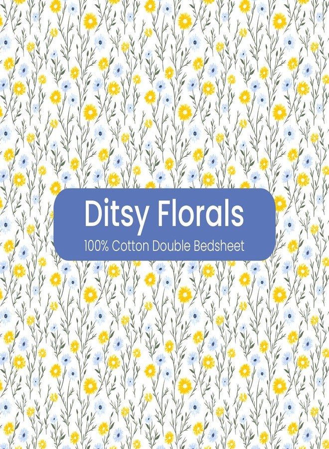 Sleepsia Lounge 100% Cotton King Size Bedsheet | Ditsy Florals Print Premium Bedsheet for Double Bed King Size- Soft & Breathable,180 TC Bed Sheet for Bedroom, Wrinkle-Resistant, Skin-Friendly - Image 3