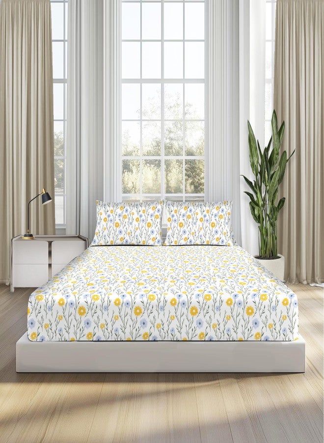 Sleepsia Lounge 100% Cotton King Size Bedsheet | Ditsy Florals Print Premium Bedsheet for Double Bed King Size- Soft & Breathable,180 TC Bed Sheet for Bedroom, Wrinkle-Resistant, Skin-Friendly - Image 1