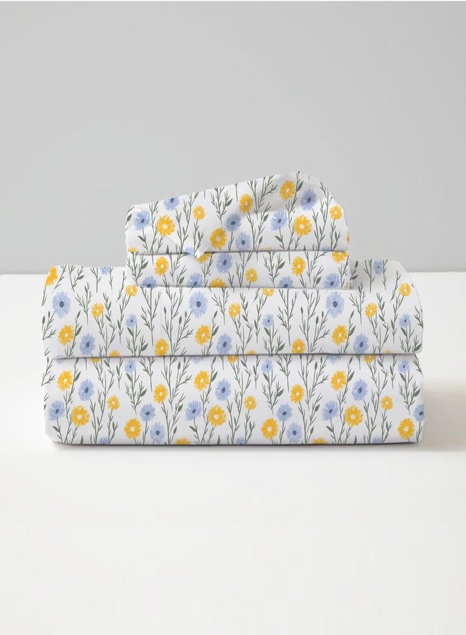 Sleepsia Lounge 100% Cotton King Size Bedsheet | Ditsy Florals Print Premium Bedsheet for Double Bed King Size- Soft & Breathable,180 TC Bed Sheet for Bedroom, Wrinkle-Resistant, Skin-Friendly - Image 5