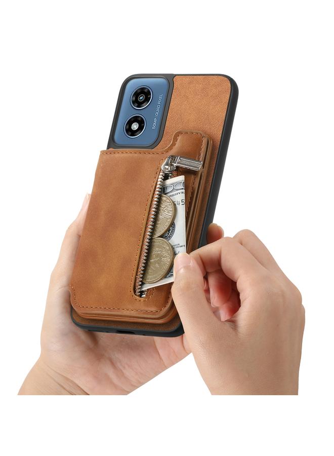 S-TOP Case For Motorola Moto G35 Retro MagSafe Zipper Wallet Card Bag Back Phone Case - Image 5