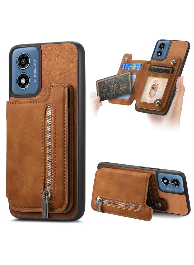 S-TOP Case For Motorola Moto G35 Retro MagSafe Zipper Wallet Card Bag Back Phone Case - Image 1