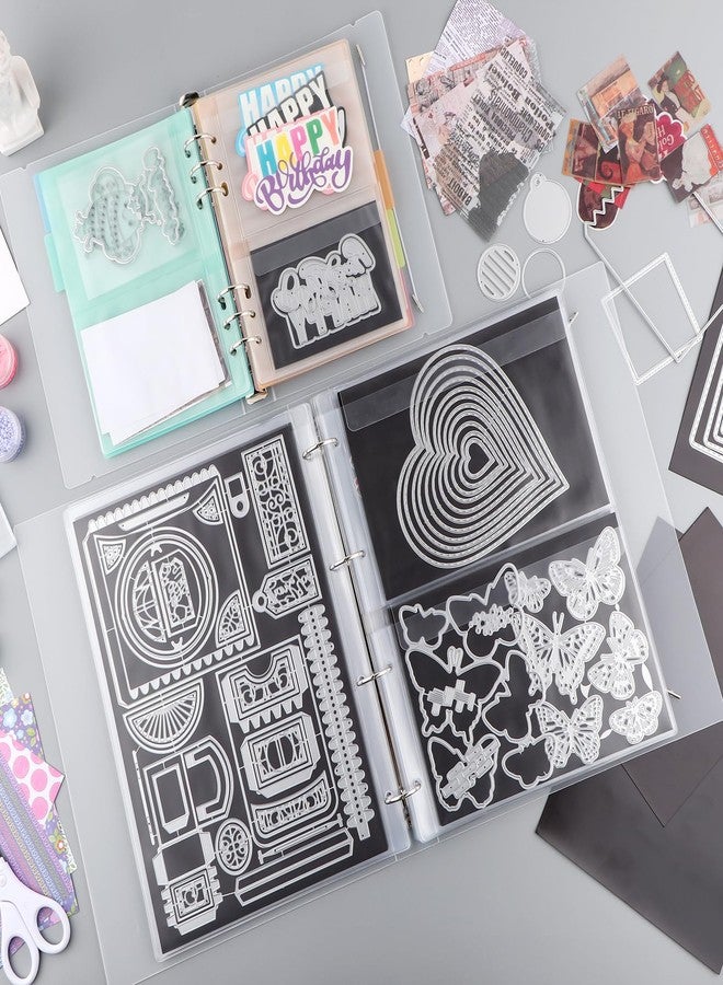 CYFUN DESIGN A4 Die Storage Book Binder,Die&Stamp Storage Folder,Page Protectors Pockets Inserts Organizer for Cutting Dies Stencil Album Stamp Crafts,1PCS Storage Book Cover&20PCS Inserts with 1/2/3/4 pockets - Image 4