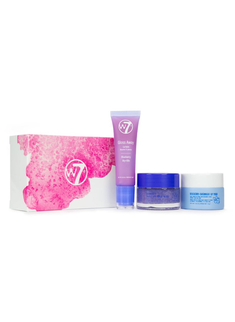 W7 W7 Sweet Dreams Lip Care Trio - 3 Piece Gift Set - Overnight Lip Mask, Lip Balm & Lip Scrub - Blueberry 