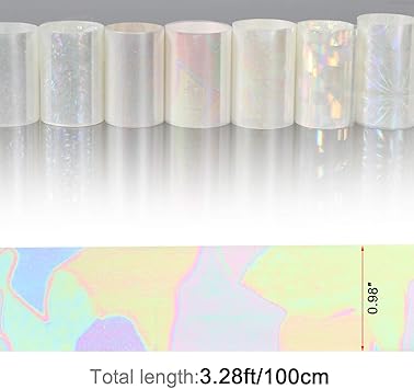MWOOT 10 Rolls White Pearl Color Holographic Nail Foil Transfer Sticker Roll Set MixPattern Nail Art Stickers Wraps Decals Starry Sky Manicure Kit 098inchs3937inchs25cm100cm - Image 2