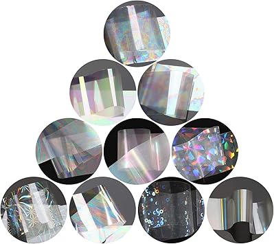 MWOOT 10 Rolls White Pearl Color Holographic Nail Foil Transfer Sticker Roll Set MixPattern Nail Art Stickers Wraps Decals Starry Sky Manicure Kit 098inchs3937inchs25cm100cm - Image 4