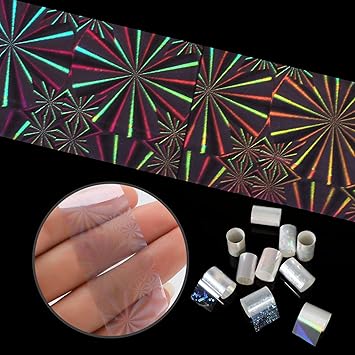 MWOOT 10 Rolls White Pearl Color Holographic Nail Foil Transfer Sticker Roll Set MixPattern Nail Art Stickers Wraps Decals Starry Sky Manicure Kit 098inchs3937inchs25cm100cm - Image 5