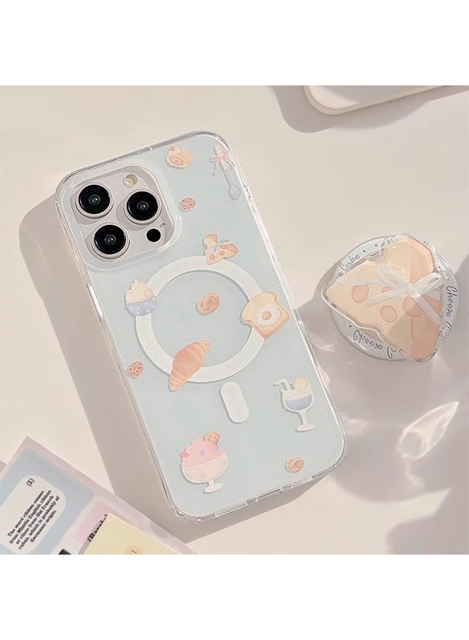 Suitable For Iphone 15 Mobile Phone Case Anti-fall Double-layer Magnetic Bracket Cheese Corruate Hard Shell Cartoon-Color:Light Blue-Applicable Models:Any Model Can Be Ordered Personalized. For Other Models, Place An Order For This Option And Leave A Message. Please Consult Customer Service For Details Source Factory, Welcome To Visit!
