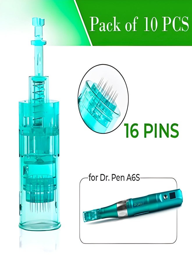 Kostech dr Derma Pen Ultima A6s Professional Microneedling 16 Pin & Nano Round Replacement Cartridges Micro Needling Cartridges Compatible with dr Derma Pen A6s and M8 (Pack of 10, A6S 16 Pin Needle) - Image 3