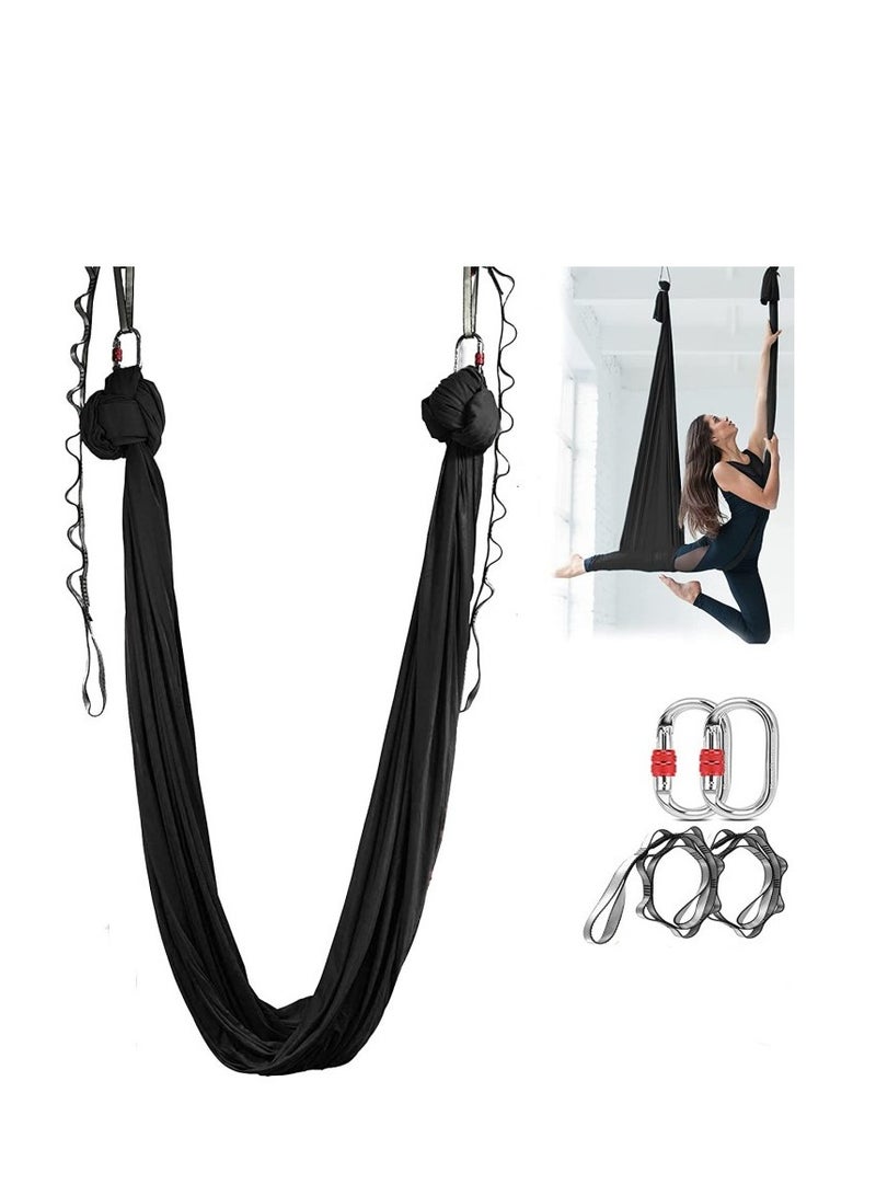 5 Meter Aerial Yoga Hammock - 2.8 Meter Wide Swing, Home and Indoor Hanging Cloth, Yoga Studio-Grade Fixed Rope,black