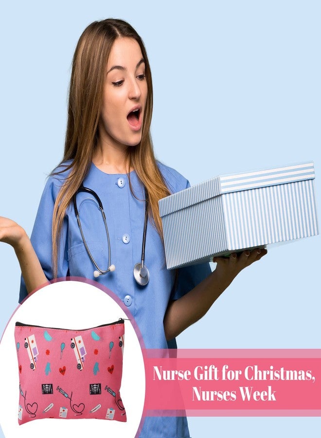 Reginary 6 Pcs Christmas Nurse Gift Cosmetic Bag Bulk Female Nursing Appreciation Makeup Zipper Toiletry Bag Funny Travel Pouch Birthday Gift for Women(Bright Style) - Image 2