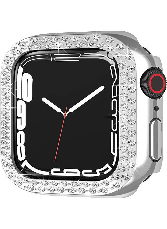 NIBEMINENT - Protective Diamond Crystal Bumper Cover for Apple Watch 7 41mm Silver - Image 1