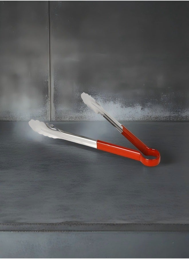 C&E Stainless Steel Kitchen Tongs with Red Handles  - Image 2