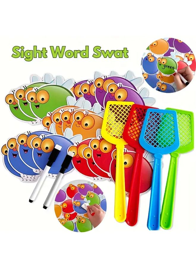 مجموعة لعبة مطابقة الحروف بمضرب الذباب التعليمي - 39 بطاقة، قلمان، 4 مضارب، تدرب على تهجئة الصوتيات - Image 2