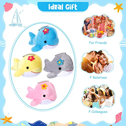 Zomiboo 12 Pcs Mini Animal Plush Toys Dolphin Sea Turtle Stuffed Animals Small Tiny Ocean Mini Plush Toys for Keychain Decoration Baby Xmas Bag Fillers Stocking Stuffs(Dolphin) - Image 5