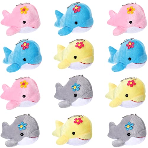 Zomiboo 12 Pcs Mini Animal Plush Toys Dolphin Sea Turtle Stuffed Animals Small Tiny Ocean Mini Plush Toys for Keychain Decoration Baby Xmas Bag Fillers Stocking Stuffs(Dolphin) - Image 1