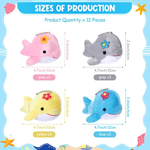 Zomiboo 12 Pcs Mini Animal Plush Toys Dolphin Sea Turtle Stuffed Animals Small Tiny Ocean Mini Plush Toys for Keychain Decoration Baby Xmas Bag Fillers Stocking Stuffs(Dolphin) - Image 2