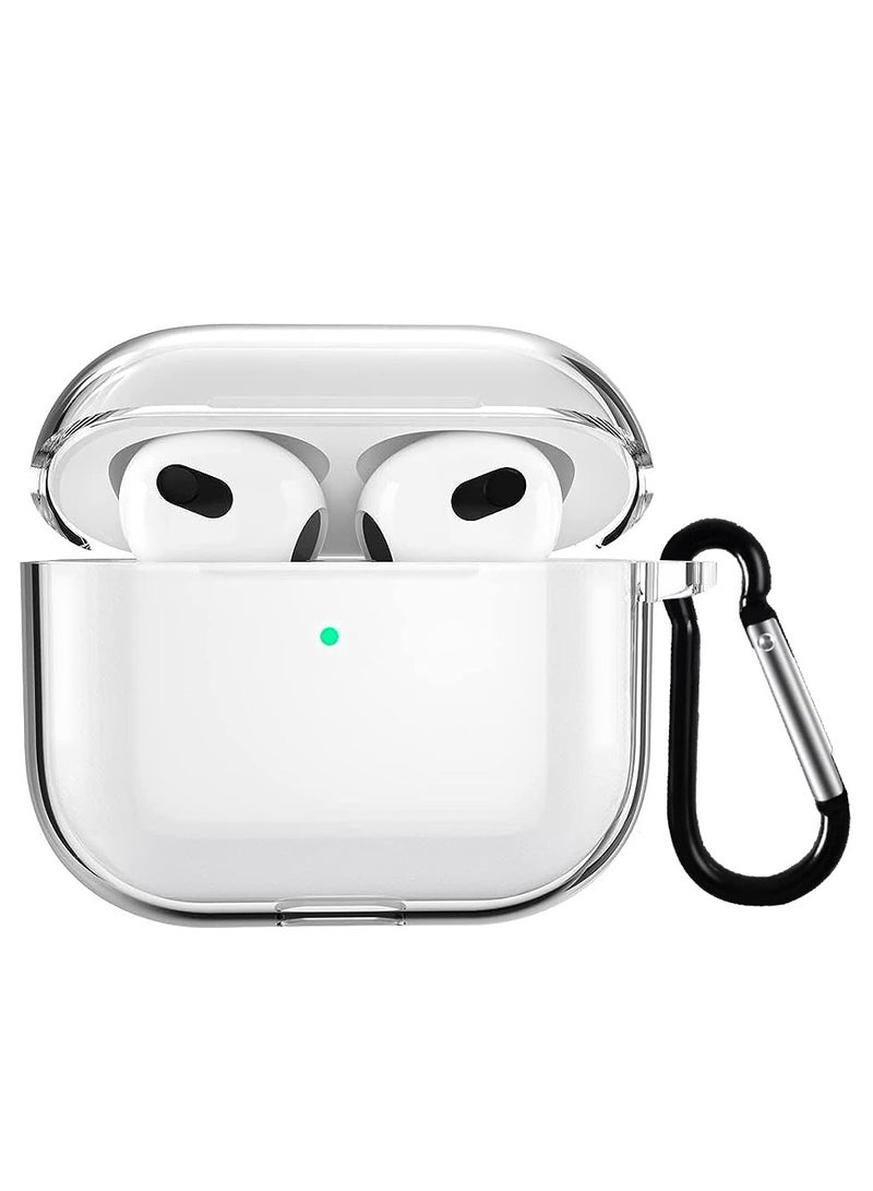 CATANES Shockproof Case For AirPods 3 Crystal Clear Shockproof Case Transparent Ultra Slim Cover with Keychain Carabiner - Image 1