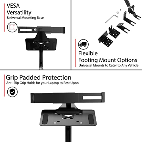 CTA Digital Laptop Arm - CTA Security Laptop Arm with VESA Mounting Base for Delivery Vehicles, Law Enforcement Cars, and Ride Share Drivers – Compatible with Laptops up to 17” (AUT-SAM) – Black - Image 4