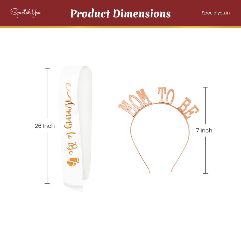 SpecialYou.in Special You Baby shower decoration items | Golden Mommy to be Sash and Headband | Mom to be crown | Maternity Photoshoot props | Baby Shower gifts | Baby shower props | Baby shower kit - 2 pcs - Image 3