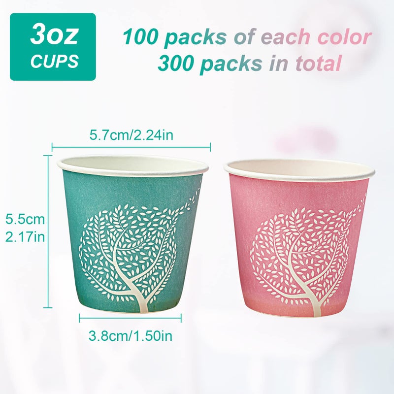 LITOPAK 300 Pack 3 oz Disposable Bathroom Cups, Colorful Small Disposable Paper Cups for Parties, Picnics, Barbecues, Travel and Events - Image 2