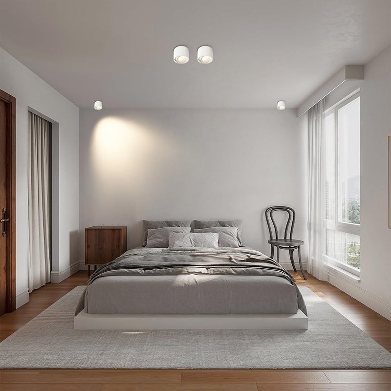 LED Ceiling Spotlight 2.9" Cylinder Spot Light Adjustable Semi Flush Mount Spotlights, Exposed Mounted Focus Accent Lamps for Hallway Living Room(Black+white-6000K,7W) (White 4000K) - Image 5
