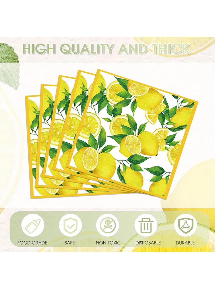 40pcs Lemon Paper Napkins, Lemon Napkins Disposable Citrus Fruit Guest Hand Towels Square Yellow Lemon Decorative Dinner Napkins Everyday for Kid's Jungle Party, Hawaiian Theme, Summer, Picnic,,Wedding, and Birthday Party - Image 4