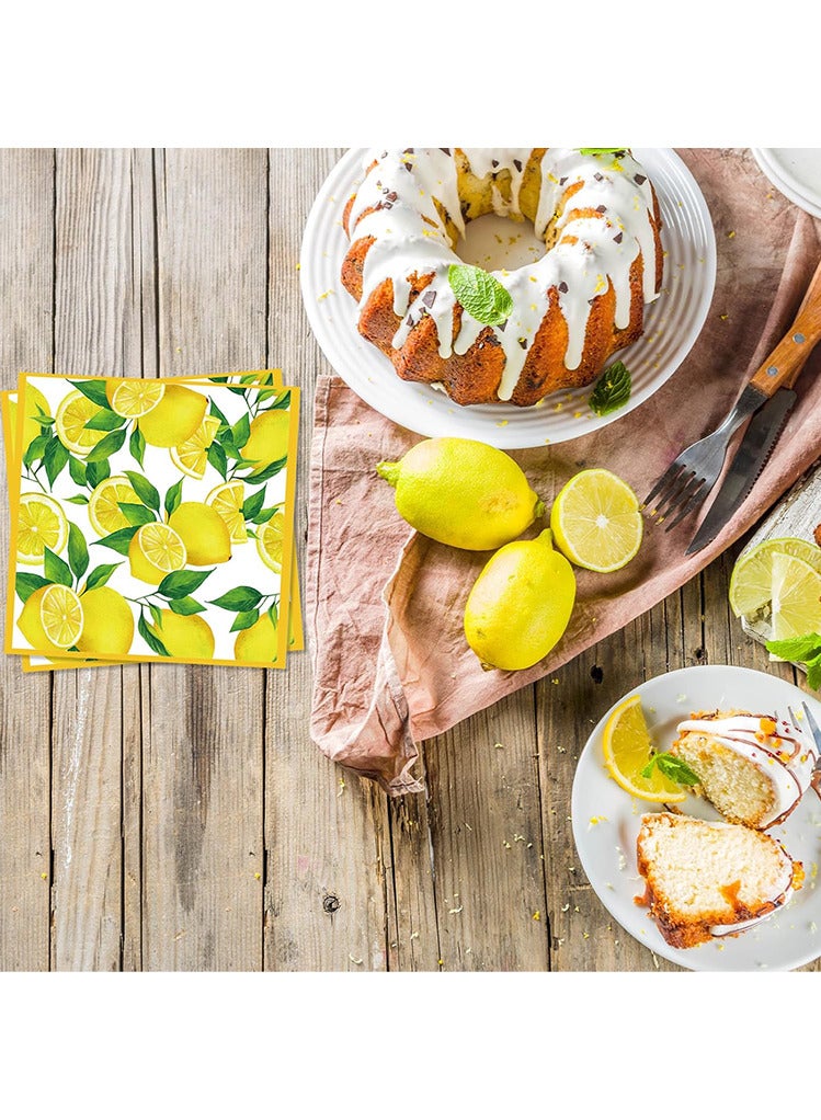 40pcs Lemon Paper Napkins, Lemon Napkins Disposable Citrus Fruit Guest Hand Towels Square Yellow Lemon Decorative Dinner Napkins Everyday for Kid's Jungle Party, Hawaiian Theme, Summer, Picnic,,Wedding, and Birthday Party - Image 5