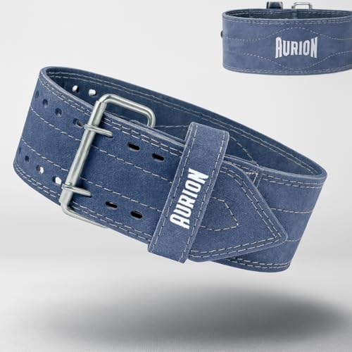 Aurion 6mm Suede Gym Belt for Weight Lifting & Powerlifting | 4-Inch Wide Deadlift, Squat & Heavy Lifting Belt for Men & Women | L-XL (36″–46″) Blue Grey - Image 1