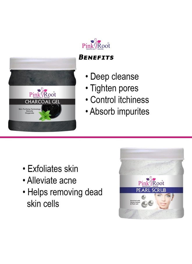 Pink Root Pink Root Charcoal Gel 500gm with Pearl Scrub 500gm  - Image 5