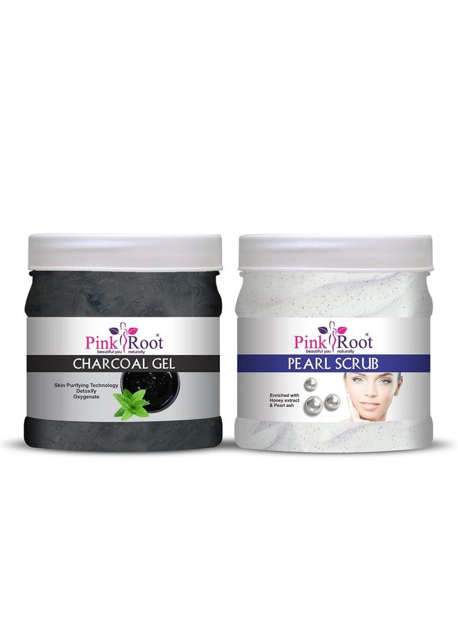 Pink Root Pink Root Charcoal Gel 500gm with Pearl Scrub 500gm  - Image 1