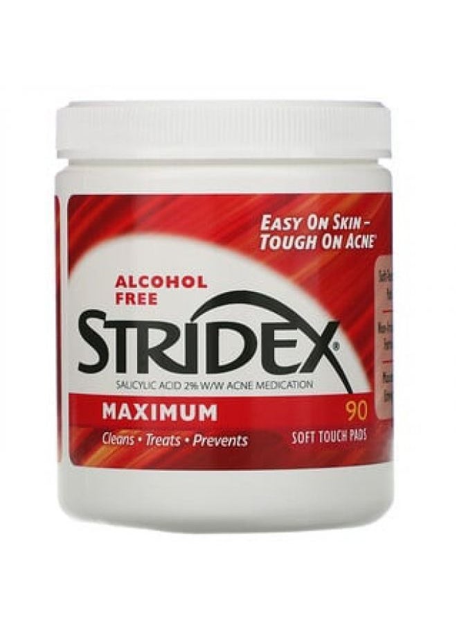 Stridex - Stridex Single-Step Acne Control Maximum Alcohol Free 90 Soft Touch Pads - Image 1