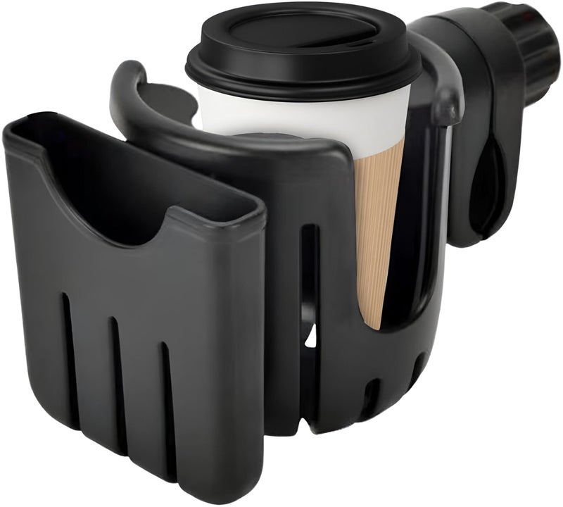 Bike Accessory - Universal Swivel Black Cup Holder Phone Holder for Wheelchairs, Strollers, Scooters, Bikes, Easy to Install Very Durable - Image 2