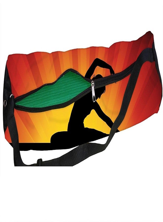 Active Elements Latest Poly Canvas Yoga Mat Bag/Cover. Easy Fit up to 4 mm Thick Yoga Mat. Print Design : Women Modern Yoga Graphic Posture - Image 1