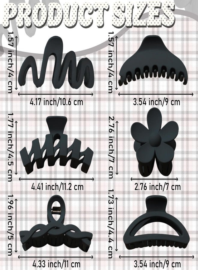 MIUSKATL 12 Pcs Claw Clips, Multi-Shapes Hair Clips for Women Girls, Non-Slip Large Jaw Claw Clips for Thick Thin Curly Hair Accessories (Black) - Image 2