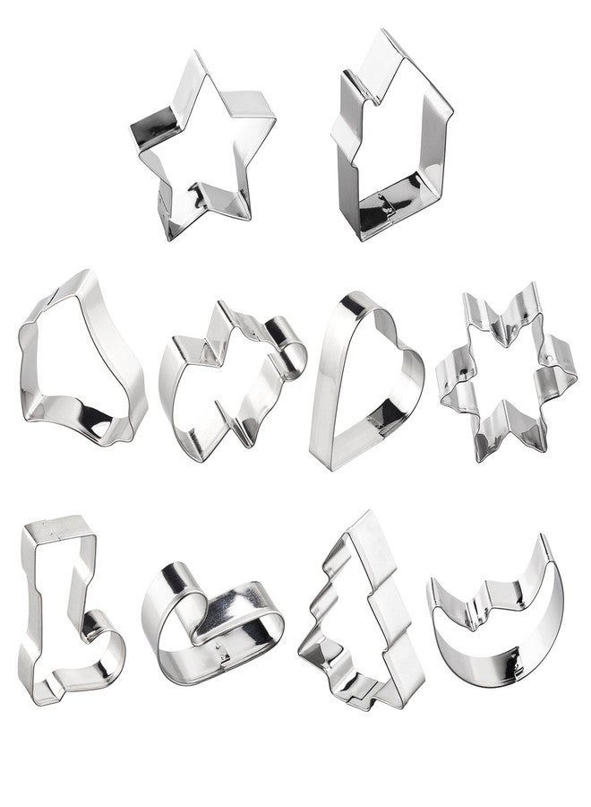 YXChome Christmas Cookie Cutters Set - Holiday Mini Cookie Cutter set of 10, Include: Gingerbread House, Snowflake, Christmas Tree, Gingerbread girl, Heart, Star, Moon, Christmas Crutch, Bell, Boot - Image 4