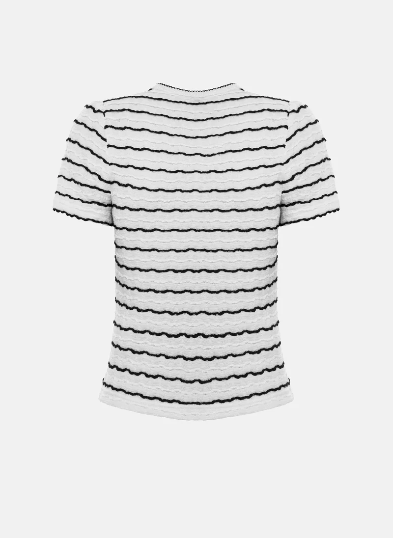 Lichi  Short-sleeved cardigan in textured striped jersey for Women | Best Price UAE